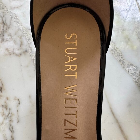 Stuart Weitzman Womens Nudist Curve Heel Black Patent Leather Wedge Size 6.5 NEW - Picture 3 of 9
